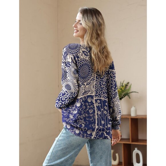 Women Christmas Sweater Graphic Print Oversized Pullover Picture 153 Loose Top - Picture 3 of 4